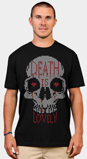 death is lovely skull hearts skeleton head man guy tshirt tee