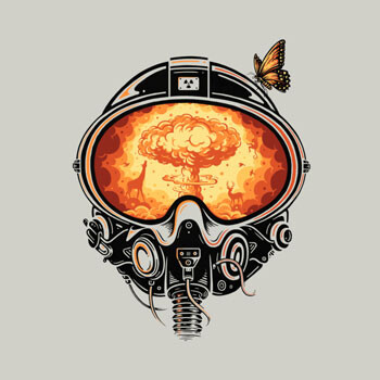 nuclear explostion atom bomb nature gas mask apocalypse tshirt tee last goodbye buko