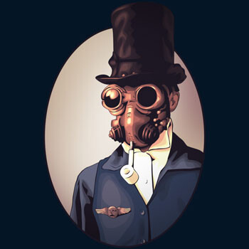 portrait art nueavau high class pipe gas mask steampunk apocalypse tshirt tee