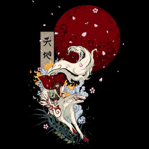 okami chan emiliboisvert wolf culture japanese moon flower