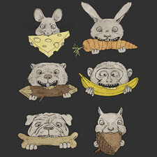 animals food craving moutchy mouse bunny rabbit monkey dog squirrel eat tshirt tee funny parody cartoon 