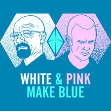 white and pink makes blue tom burns pop culture mashup tshirt tee heisenburg breaking bad tshirt tee meth drugs tv show