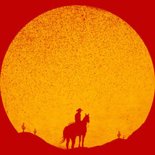 rising sunset lone ranger cowboy tshirt tee tom burns one color texture grunge