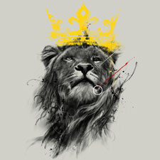 no king kdeuce tshirt tee lion painted splatter spray paint black and white sketch illustration