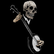 banjo blues matthewdunnart skeleton skull tshirt tee