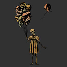 weird dark art elsie skeleton skull balloons tshirt tee