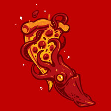 cracken winterartwork squid pizza food cartoon cool tshirt tee
