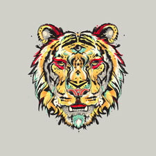 tigre yoaz tiger painted illustration detail third eye cool tshirt tee