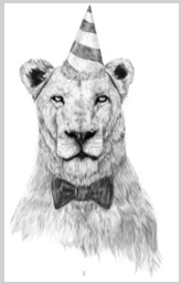 party birthday cute funny lion bowtie hat pencil sketch drawing tshirt tee black and white one color