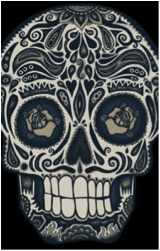 black and white navy skull skeleton rose flower drawing illustration comic cartoon tshirt tee