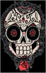 muerte acheca wotto skull skeleton cultural mexico day of the day dia de los muertes flower rose skull tshirt tee