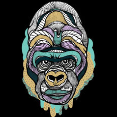 casiegraphics monkey gorilla ape drawing illustration pattern color tshirt tee