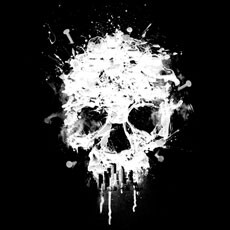 black and white painted illustrative skull skeleton tshirt tee