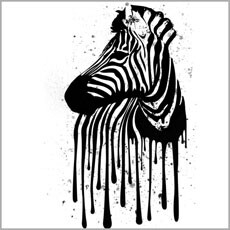 painted drip splatter paint black and white zebra animal tshirt tee abstract