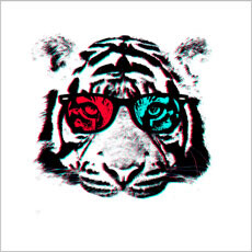 black and white tiger animal 3D glasses tshirt tee unique vector photo real