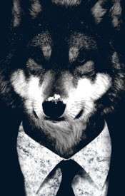 mr wolf tshirt tee business suit man photo real mashup parody vintage