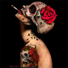 viva la muerte brianmviveros painting tattoos cigarette smoking women girl skull rose flower painting beauty beautiful dia de los muertes tshirt tee tank top sweatshirt crew crewneck phone case