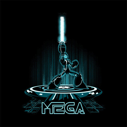 mega megaman tron 1980s vintage parody pop culture movie film neon video game software tshirt tee tank top crewneck sweatshirt