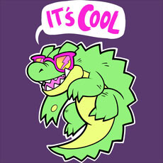 hey its cool squeedgemonster crocodile cartoon cute funny comic speech bubble summer tshirt tee neon tank top crew crewneck sweatshirt