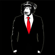 domesticated monkey business suit man mashup person people chimpanzee tshirt tee tank top sweatshirt phone case