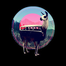 llama surreal volkswagon bus nature abstract tshirt 