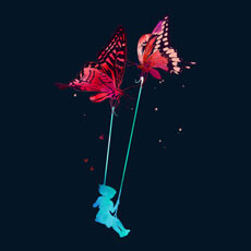 joy ride illustrator vector butterfly cute character surreal abstract art tshirt