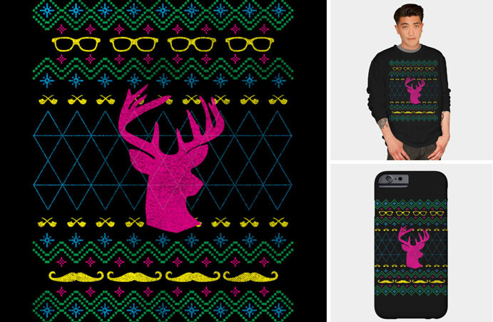 hipster ugly sweater glasses pipes stag neon tshirt sweatshirt