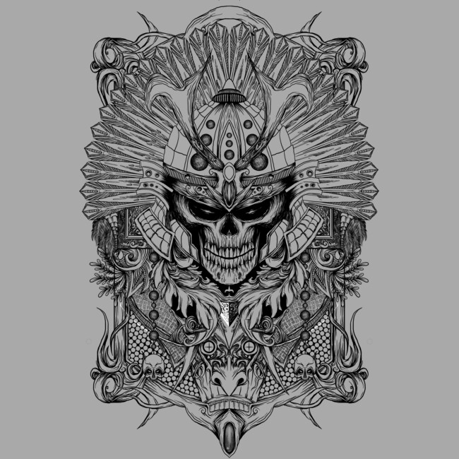 Ornamental Samurai Skull Art Print By Gupikus Design By Humans