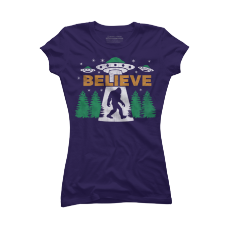 Bigfoot UFO Aliens Shirt BELIEVE Sasquatch Gift T-Shirt