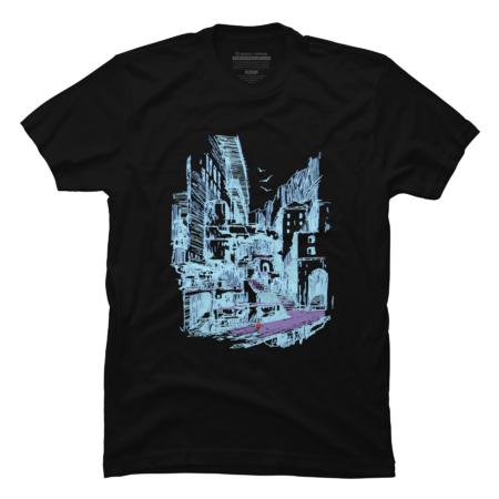 Vaporwave Cityscape Skyline 80s Aesthetic Artistic Sketch