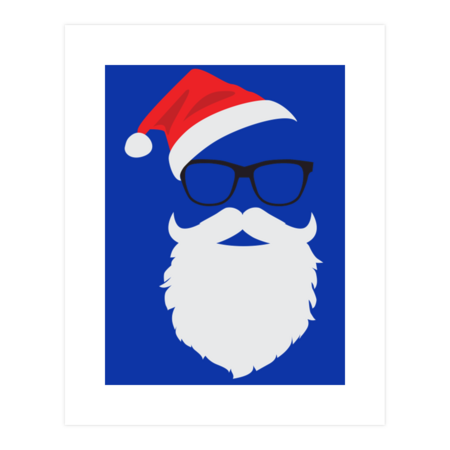 Hipster Santa Face with Hat beard & Glasses Christmas