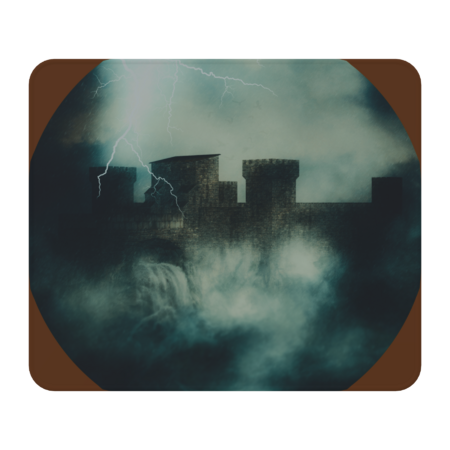 Old castle in the fog