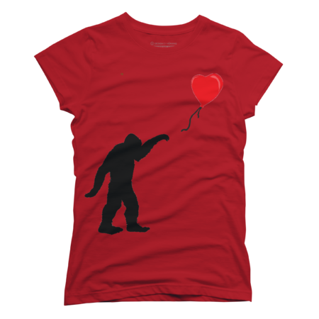 Bigfoot Releasing Red Heart Balloon