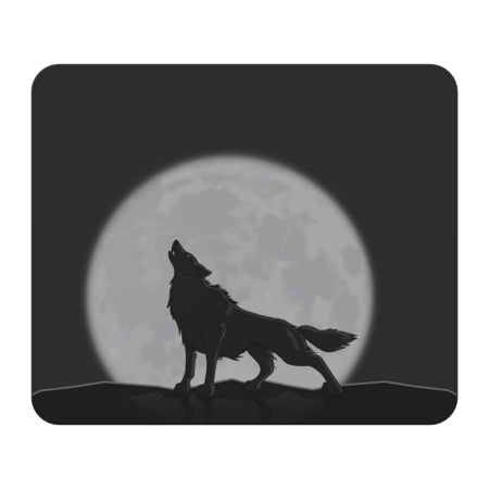 Howling dark wolf silhouette under white moon