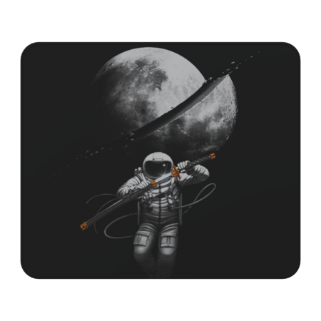 Astronaut Ninja Samurai Cutting the Moon in Half