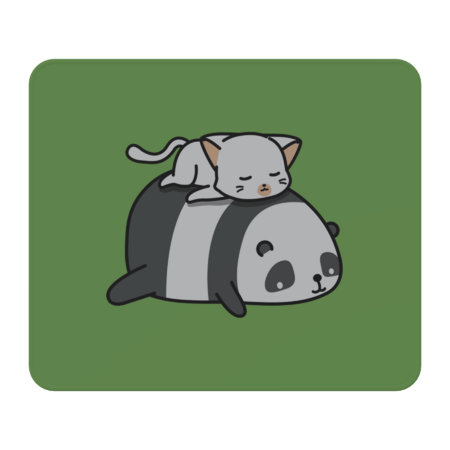 Cute Cat Sleep on a Panda