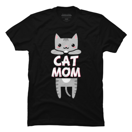 Cat Mom Kawaii Grey Tabby Kitty Cute Cat T-Shirt