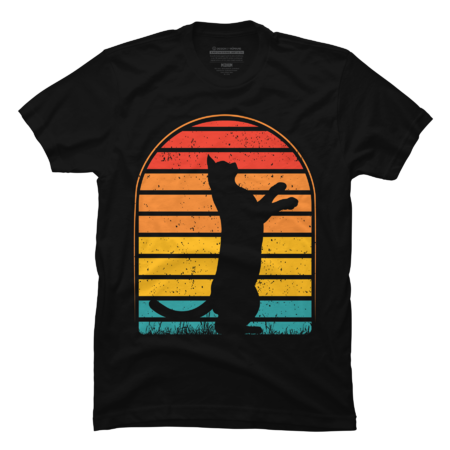 Cat Vintage Retro Sunset Cute kitty Silhouette Funny 80's Style