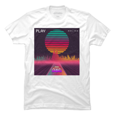 Fast Car In Outrun  Grid T-shirt