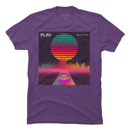 Fast Car In Outrun  Grid T-shirt