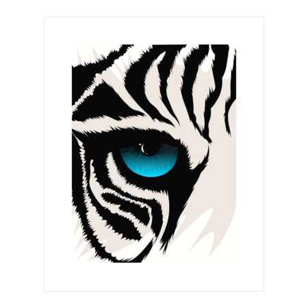tiger white with blue eye illustration art