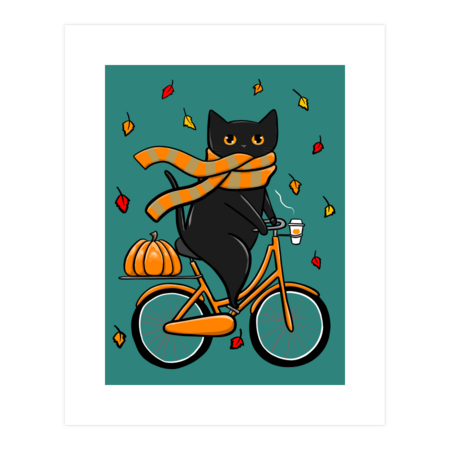 Black Cat Autumn Bicycle Ride