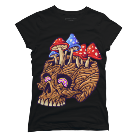 Scary psychedelic mushrooms skull