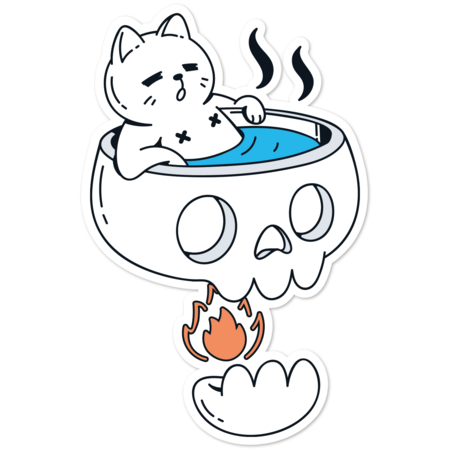 Cat and Skull (Bathing)