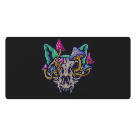 Psychedelic mushrooms skull colorful