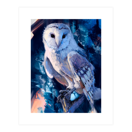 White Snowy Owl Acrylic Oil Painting