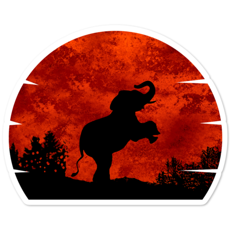 ELEPHANT IN RED MOON NATURE