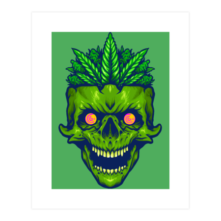 Skull monster weed leaf apparel design