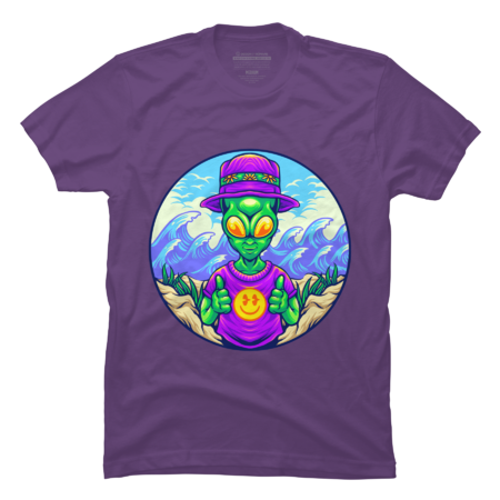 Summer wave alien emoticons shirt design