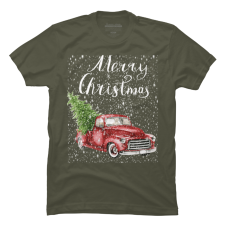 Red Truck Merry Christmas Tree Vintage